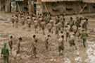 Refugees are herded at camp